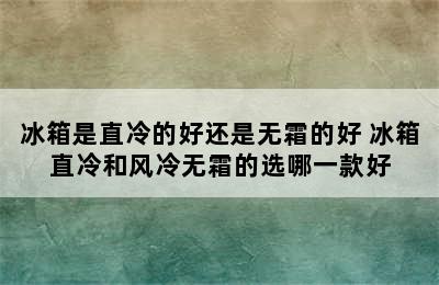 冰箱是直冷的好还是无霜的好 冰箱直冷和风冷无霜的选哪一款好